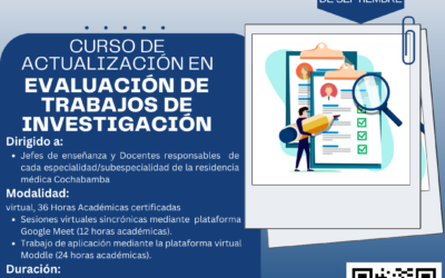 CURSO DE ACTUALIZACIÓN EN EVALUACIÓN DE TRABAJOS DE INVESTIGACIÓN 1ª VERSIÓN