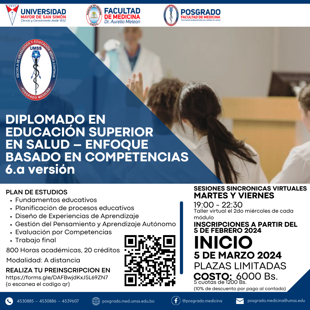 DIPLOMADO EN EDUCACIÓN SUPERIOR EN SALUD – ENFOQUE BASADO EN COMPETENCIAS 6.ta versión
